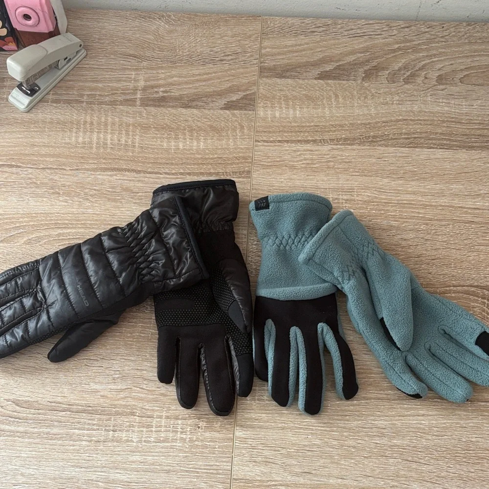 Bundle 2 Pair Gloves - Head Black & All In Motion Fleece Gloves